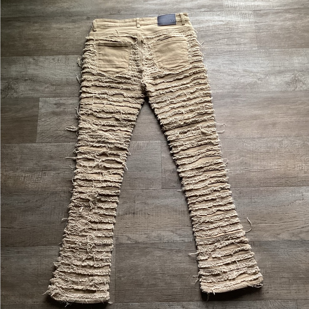Stylish Tan Stacked Men’s Jeans